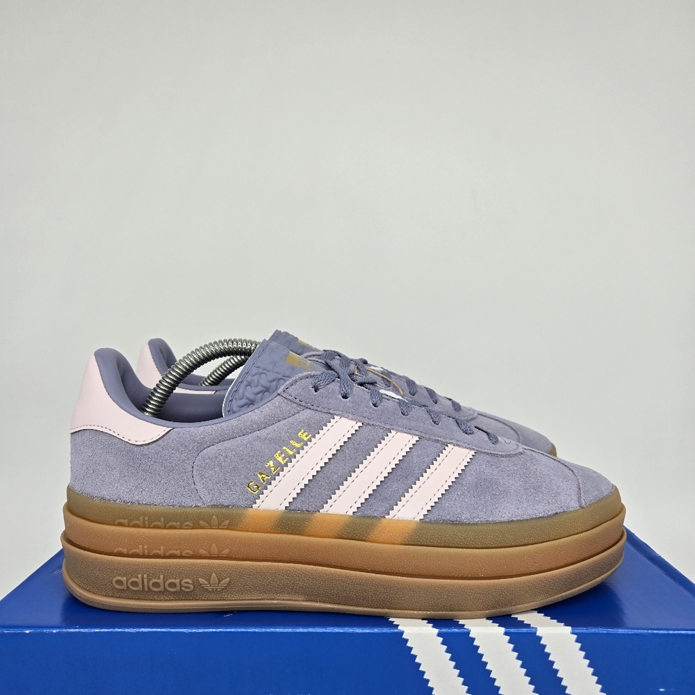adidas Gazelle Bold JQ1297 Silver Violet Pink Shoes Women's Size 6 New - Picture 3 of 8